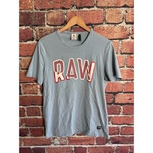G-Star Raw Mens Blue Short Sleeve Spellout Graphic Size Large Streetwear